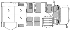 8 passenger with 4 wheelchair positions and 2 double foldaways